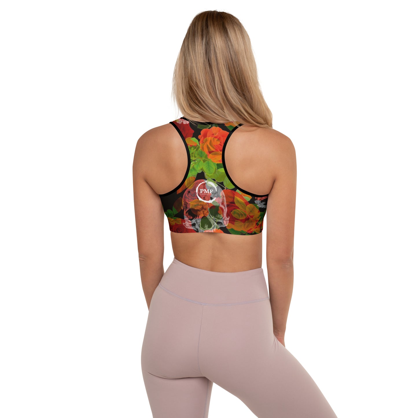 NU Line Sports Bra Skulls & Roses - with print