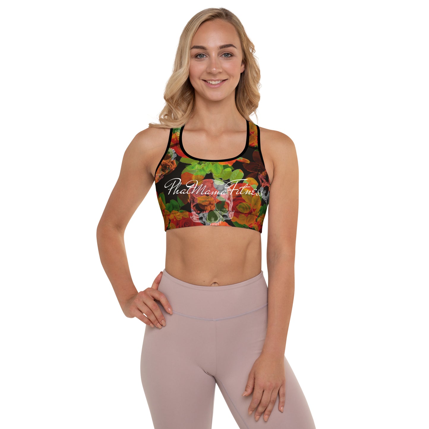 NU Line Sports Bra Skulls & Roses - with print