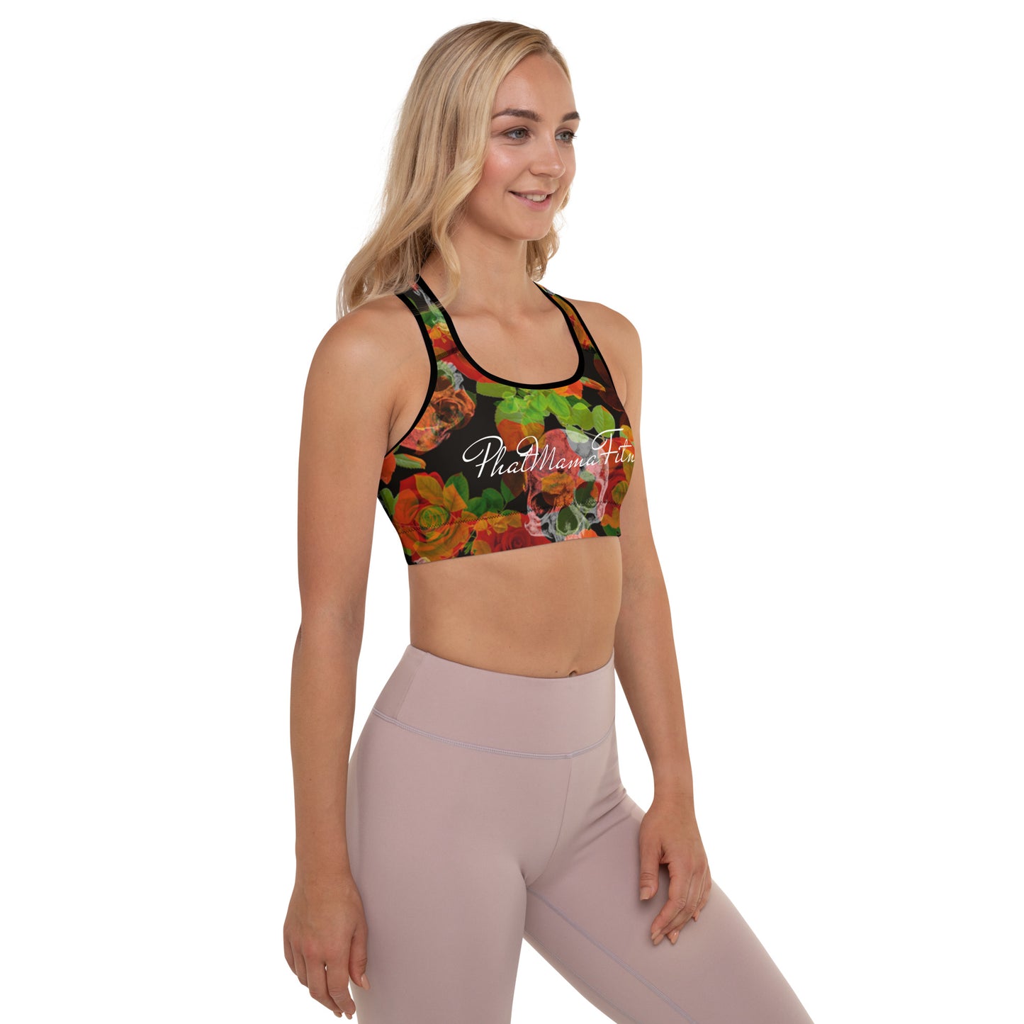 NU Line Sports Bra Skulls & Roses - with print