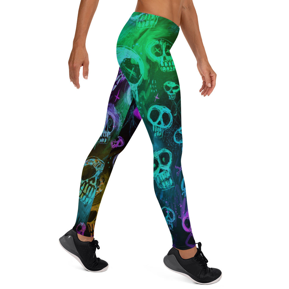 NU Line Athletic Leggings Neon Skulls