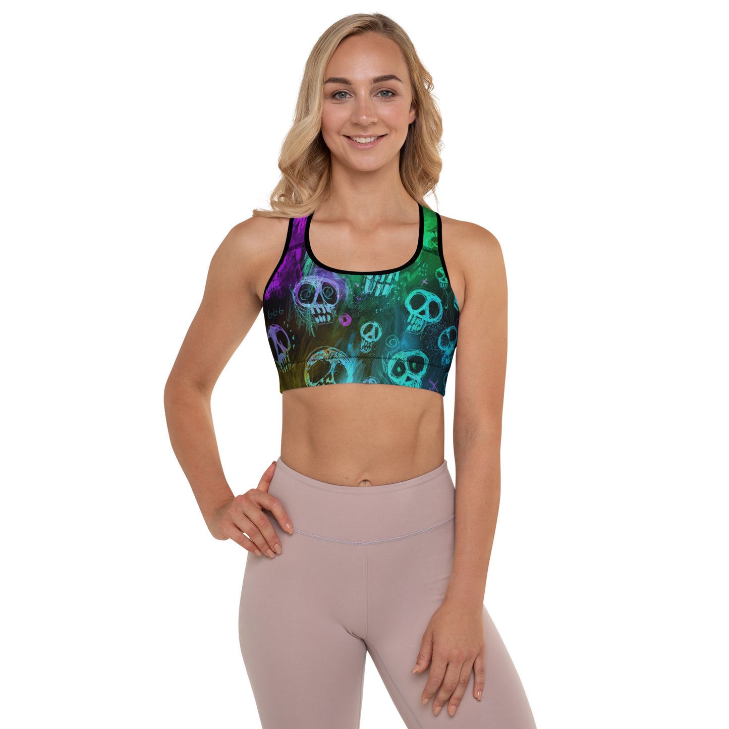 NU Line Sports Bra Neon Skulls