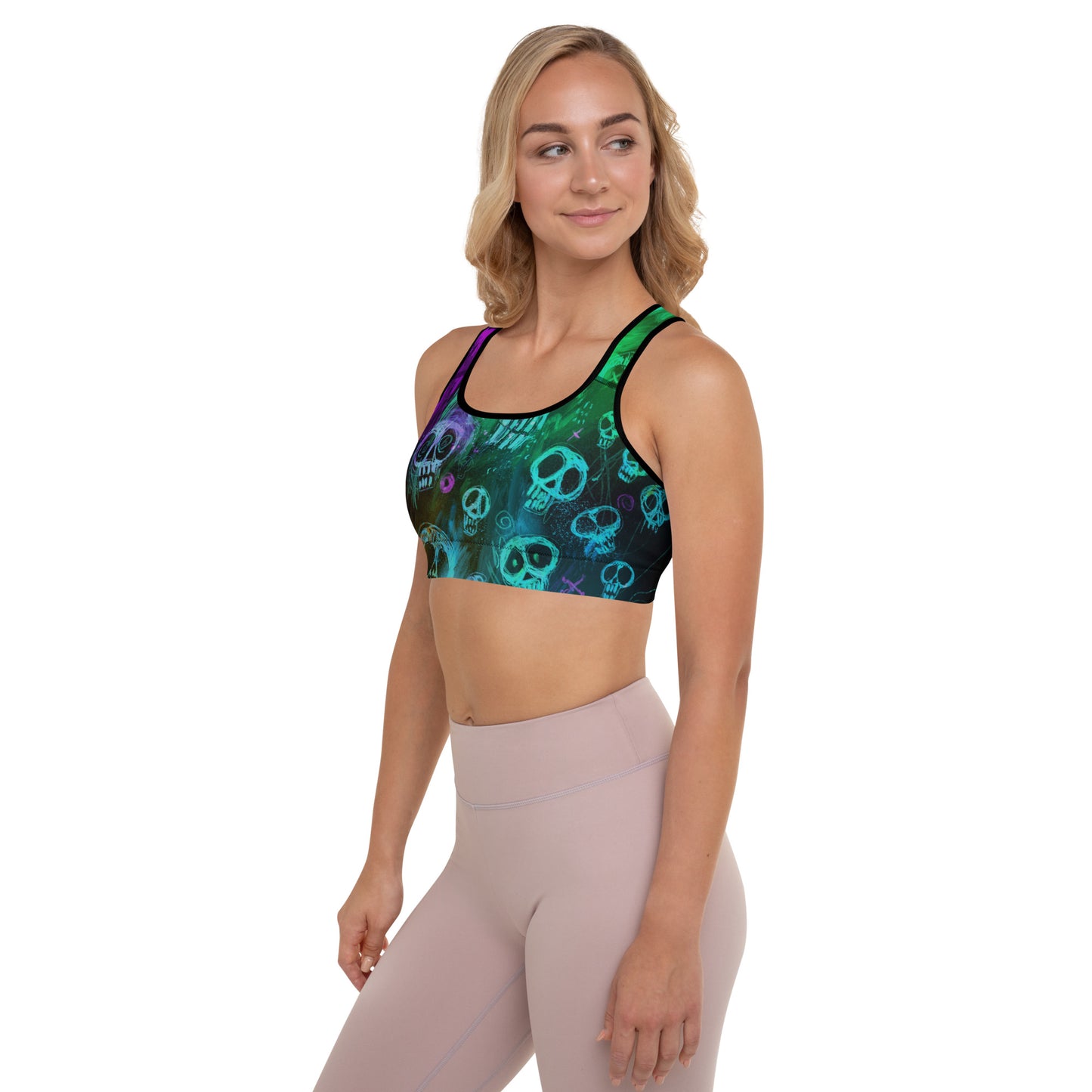 NU Line Sports Bra Neon Skulls