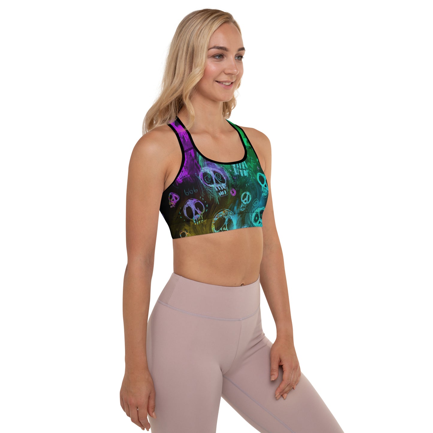 NU Line Sports Bra Neon Skulls