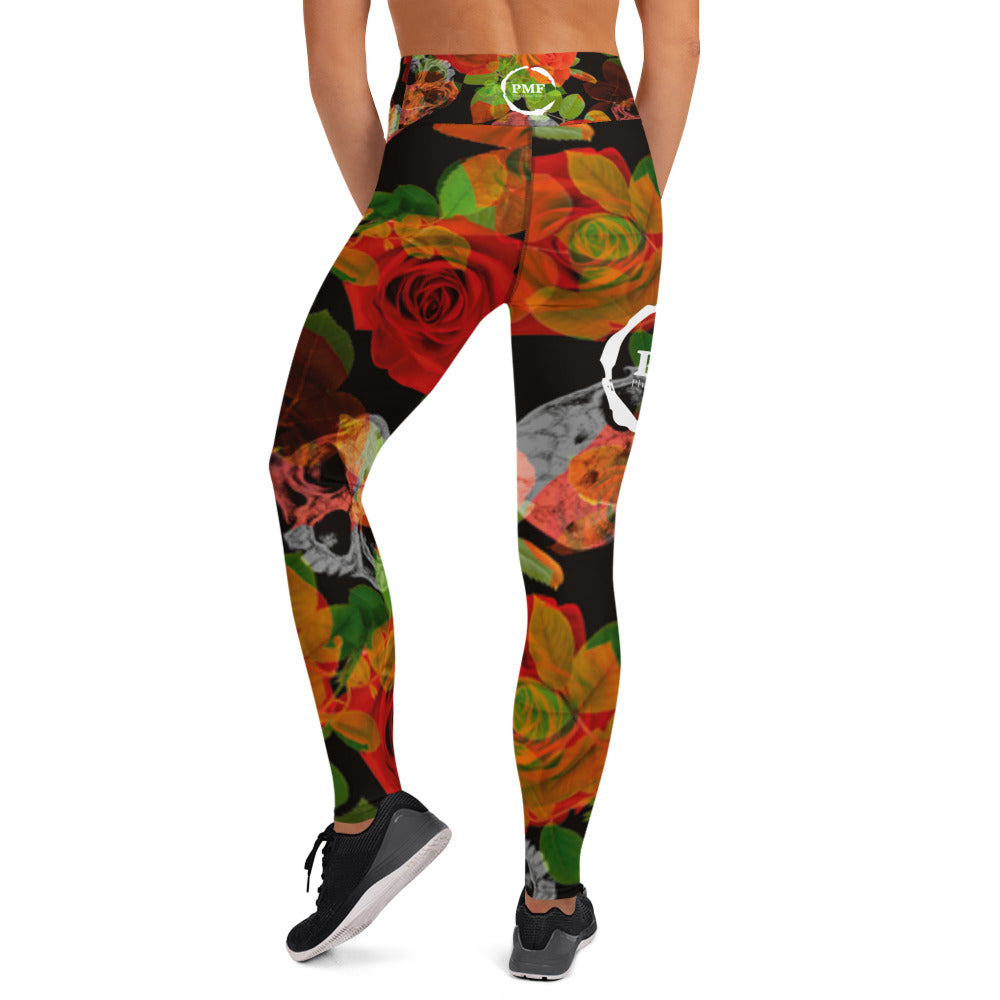 Alpha Line Athletic Leggings Skulls & Roses - hidden pocket