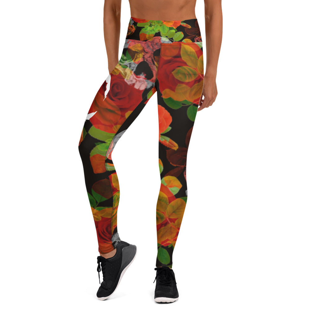 Alpha Line Athletic Leggings Skulls & Roses - hidden pocket