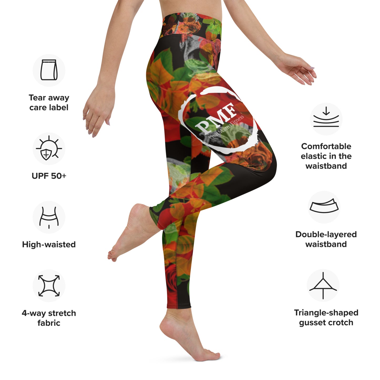 Alpha Line Athletic Leggings Skulls & Roses - hidden pocket